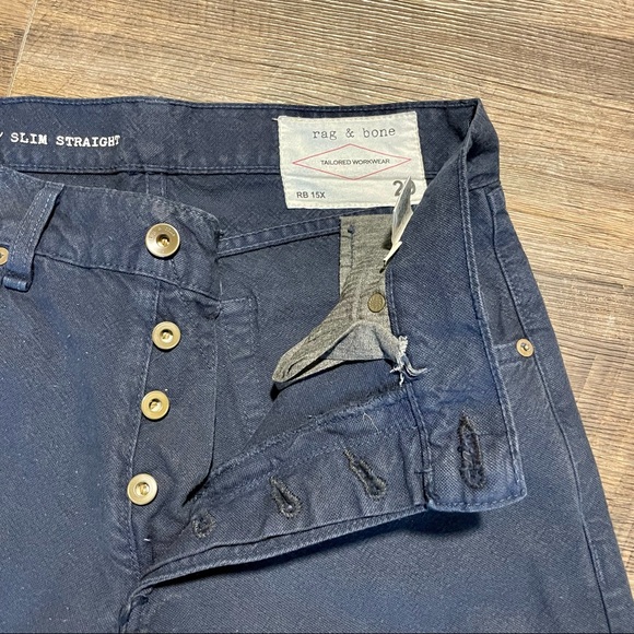 Navy Blue Rag & Bone Men’s Jeans RB 15X Slim Straight - Picture 2 of 5